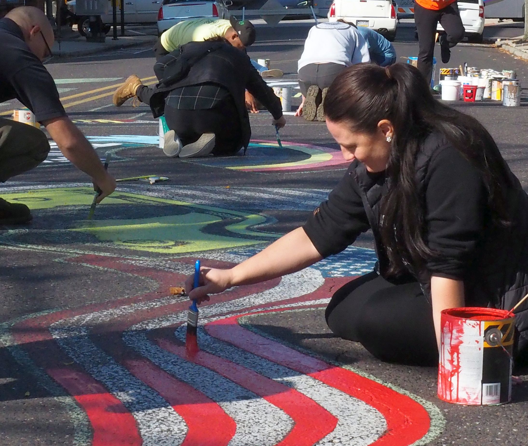 YWCA Painters Restore Street Art for Pottstown Block Party