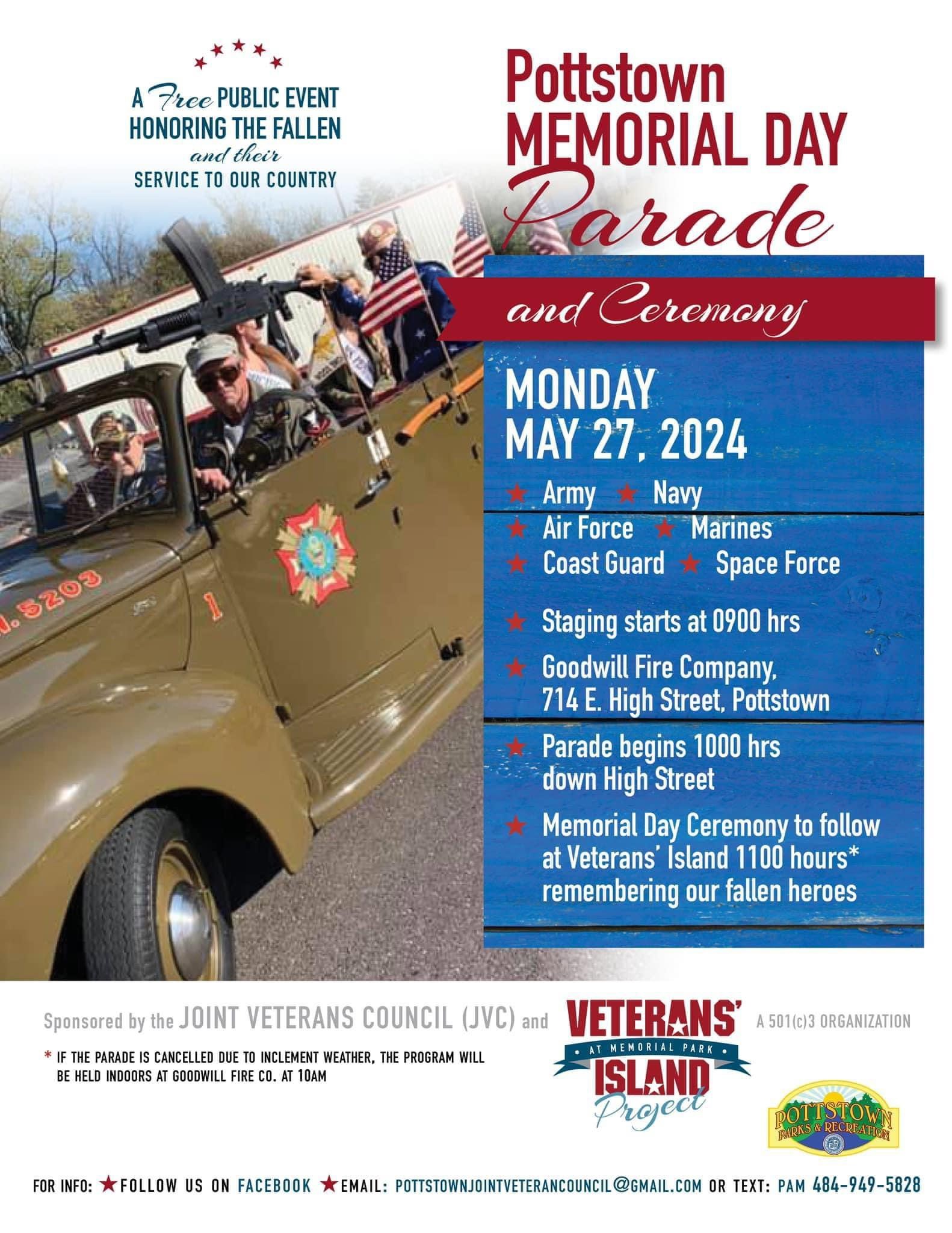 Pottstown Memorial Day Parade, Ceremony Set for Monday