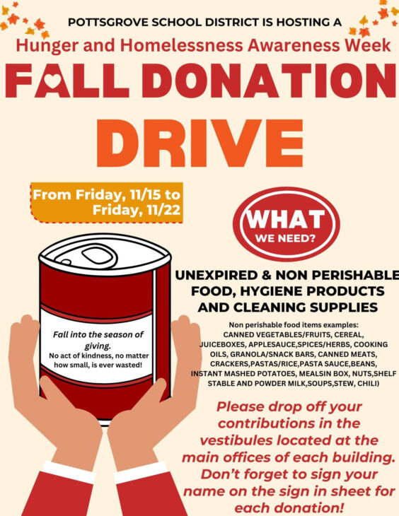 Pottsgrove Fall Donation Drive, ends Nov. 22